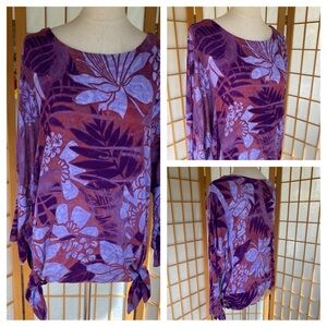 Piramide Clothing Co Purple Floral Top Beach Tropical Vacation One SZ.